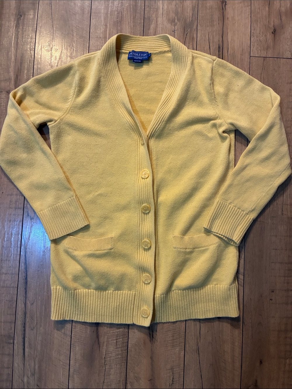 Pendleton Yellow Shawl Collar Button Cardigan 100% Cotton